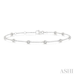 3/4 Ctw Circular Mount Round Cut Diamond Station Bracelet in 14K White Gold