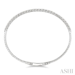 2 Ctw Round Cut Diamond Halfway Straight Flex Bangle in 14K White Gold
