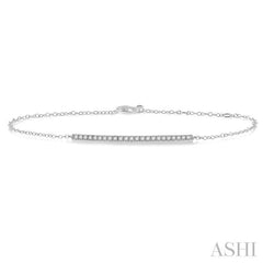 1/5 Ctw Bar Shape Round Cut Diamond Link Chain Bracelet in 10K White Gold