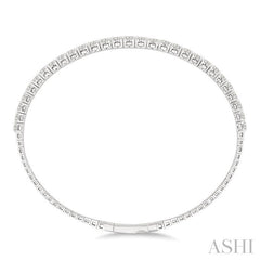 3 Ctw Round Cut Diamond Halfway Graduated Flex Bangle in 14K White Gold