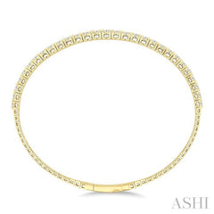 3 Ctw Round Cut Diamond Halfway Graduated Flex Bangle in 14K Yellow Gold