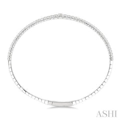 1 Ctw Round Cut Diamond Halfway Graduated Flex Bangle in 14K White Gold