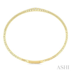1 Ctw Round Cut Diamond Halfway Graduated Flex Bangle in 14K Yellow Gold
