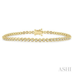 1 Ctw Round Cut Diamond Illusion Tennis Bracelet in 14K Yellow Gold