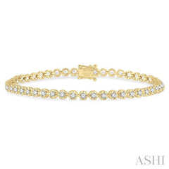 2 Ctw Round Cut Diamond Illusion Tennis Bracelet in 14K Yellow Gold