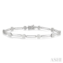 1 1/5 Ctw Lovebright Round Cut Diamond Paperclip Link Bracelet in 14K White Gold