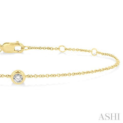 1/10 Ctw Bezel Set Round Cut Diamond Petite Fashion Bracelet in 10K Yellow Gold