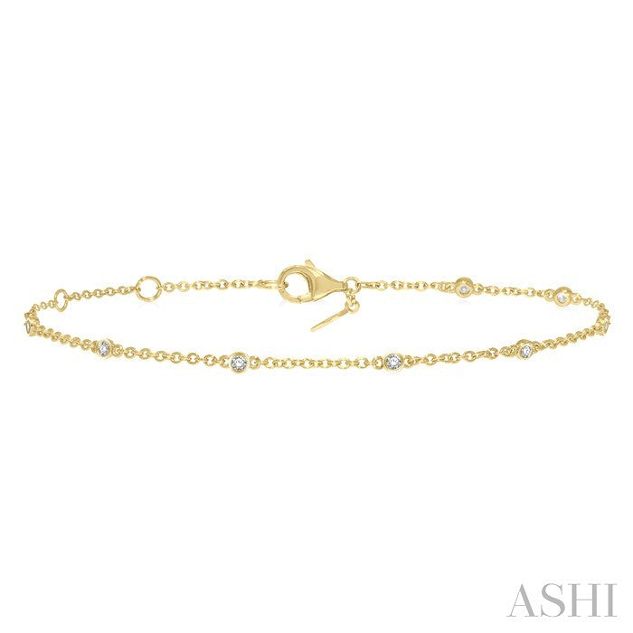 1/6 Ctw Circular Mount Round Cut Diamond Station Bracelet in 10K Yellow Gold