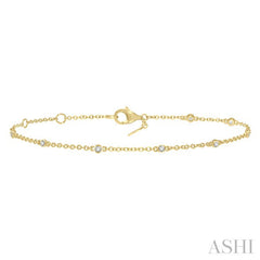 1/6 Ctw Circular Mount Round Cut Diamond Station Bracelet in 10K Yellow Gold