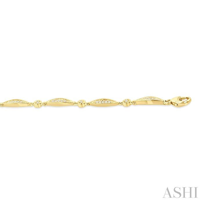 1/4 Ctw Marquise Link Round Cut Diamond Fashion Bracelet in 10K Yellow Gold