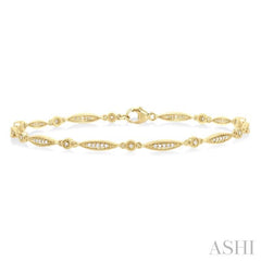 1/4 Ctw Marquise Link Round Cut Diamond Fashion Bracelet in 10K Yellow Gold