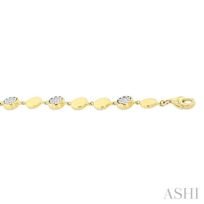 3/4 Ctw Lovebright Button Shaped Link Round Cut Diamond Bracelet in 14K Yellow and White Gold