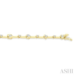1 1/5 Ctw Mixed Diamond Cut Bar Link Bracelet in 14K Yellow Gold