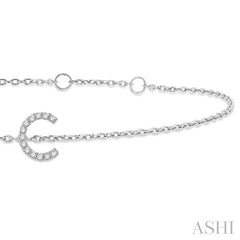 1/20 Ctw Initial 'C' Round Cut Diamond Bracelet in 10K White Gold