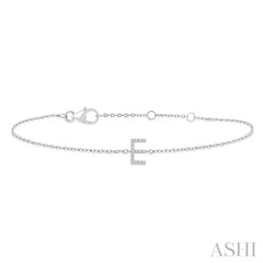 1/20 Ctw Initial 'E' Round Cut Diamond Bracelet in 10K White Gold