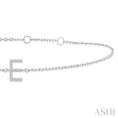 1/20 Ctw Initial 'E' Round Cut Diamond Bracelet in 10K White Gold