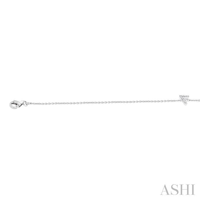 1/20 Ctw Initial 'F' Round Cut Diamond Bracelet in 10K White Gold
