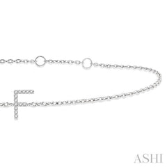 1/20 Ctw Initial 'F' Round Cut Diamond Bracelet in 10K White Gold