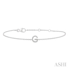 1/20 Ctw Initial 'G' Round Cut Diamond Bracelet in 10K White Gold