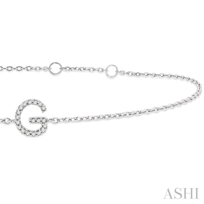 1/20 Ctw Initial 'G' Round Cut Diamond Bracelet in 10K White Gold