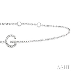 1/20 Ctw Initial 'G' Round Cut Diamond Bracelet in 10K White Gold