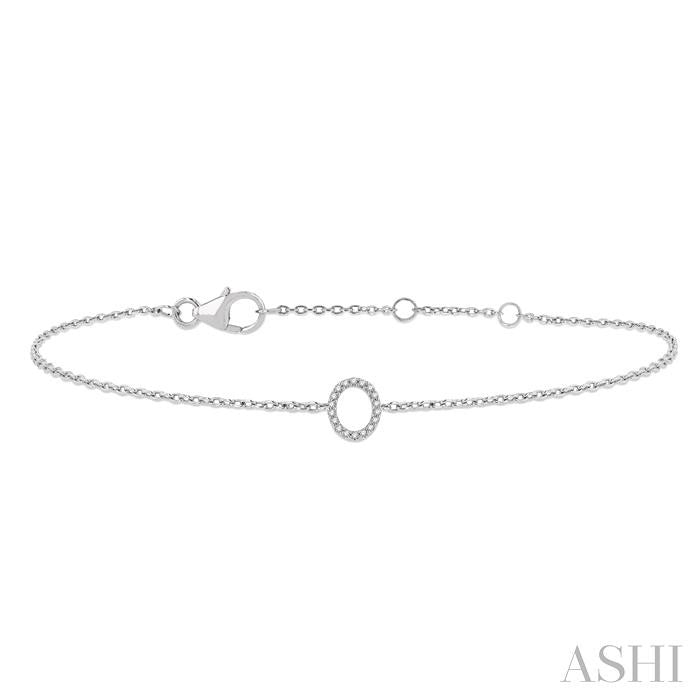 1/20 Ctw Initial 'O' Round Cut Diamond Bracelet in 10K White Gold