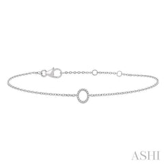 1/20 Ctw Initial 'O' Round Cut Diamond Bracelet in 10K White Gold