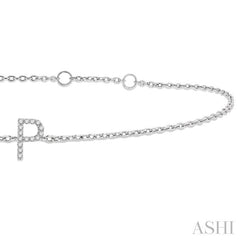 1/20 Ctw Initial 'P' Round Cut Diamond Bracelet in 10K White Gold