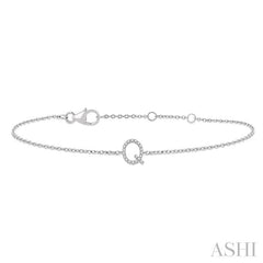 1/20 Ctw Initial 'Q' Round Cut Diamond Bracelet in 10K White Gold