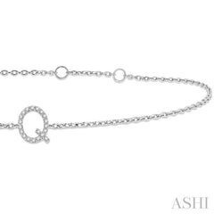 1/20 Ctw Initial 'Q' Round Cut Diamond Bracelet in 10K White Gold