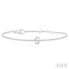 1/20 Ctw Initial 'S' Round Cut Diamond Bracelet in 10K White Gold