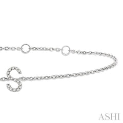 1/20 Ctw Initial 'S' Round Cut Diamond Bracelet in 10K White Gold
