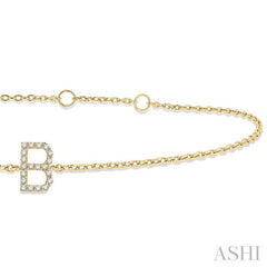1/20 Ctw Initial 'B' Round Cut Diamond Bracelet in 10K Yellow Gold