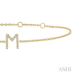 1/20 Ctw Initial 'M' Round Cut Diamond Bracelet in 10K Yellow Gold