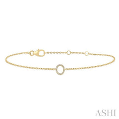 1/20 Ctw Initial 'O' Round Cut Diamond Bracelet in 10K Yellow Gold