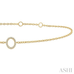 1/20 Ctw Initial 'O' Round Cut Diamond Bracelet in 10K Yellow Gold
