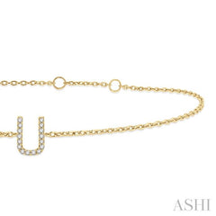 1/20 Ctw Initial 'U' Round Cut Diamond Bracelet in 10K Yellow Gold