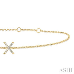 1/20 Ctw Initial 'X' Round Cut Diamond Bracelet in 10K Yellow Gold