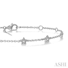 1/6 Ctw Star Shape Mount Round Cut Diamond Station Bracelet in 10K White Gold