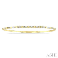 1/2 Ctw Square Motif Halfway Round Cut Diamond Flex Bangle in 14K Yellow Gold