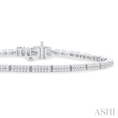 1 Ctw Double Row Round Cut Diamond Bar Link Tennis Bracelet in 14K White Gold