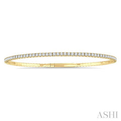 2 Ctw Round Cut Diamond Fullway Straight Flex Bangle in 14K Yellow Gold