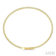 2 Ctw Round Cut Diamond Fullway Straight Flex Bangle in 14K Yellow Gold