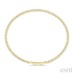 3 Ctw Round Cut Diamond Full way Straight Flex Bangle in 14K Yellow Gold