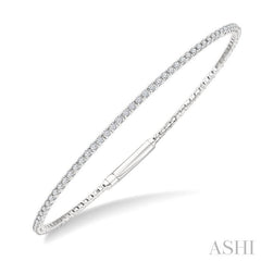 1 Ctw Round Cut Diamond Full way Straight Flex Bangle in 14K White Gold