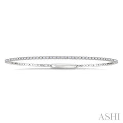 1 Ctw Round Cut Diamond Full way Straight Flex Bangle in 14K White Gold