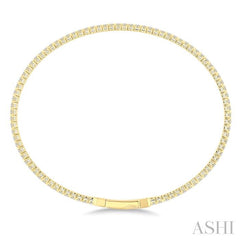 1 Ctw Round Cut Diamond Full way Straight Flex Bangle in 14K Yellow Gold
