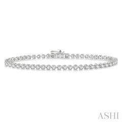 2 Ctw Round Cut Diamond 3-Prong Tennis Bracelet in 14K White Gold