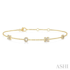 1/5 Ctw 'XO' Hugs and Kisses Round Cut Diamond Station Bracelet in 10K Yellow Gold