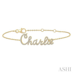 1/3 Ctw 'Charlie' Script Name Round Cut Diamond Bracelet in 10K Yellow Gold